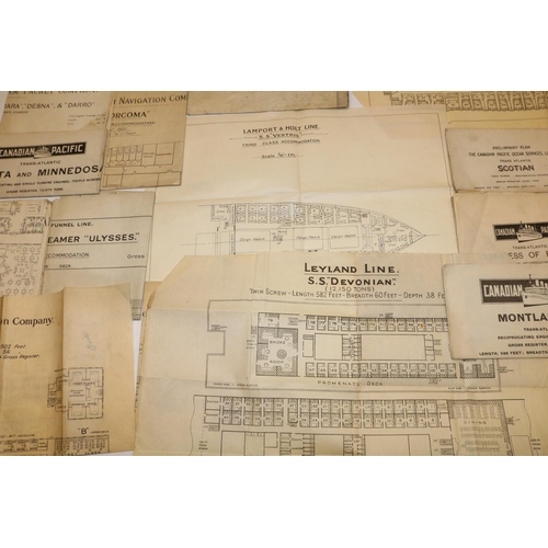 771A - Collection of ship deck/cabin plans for cargo and passenger ships c1920s/1930s, incl. Cunard Line, R... 