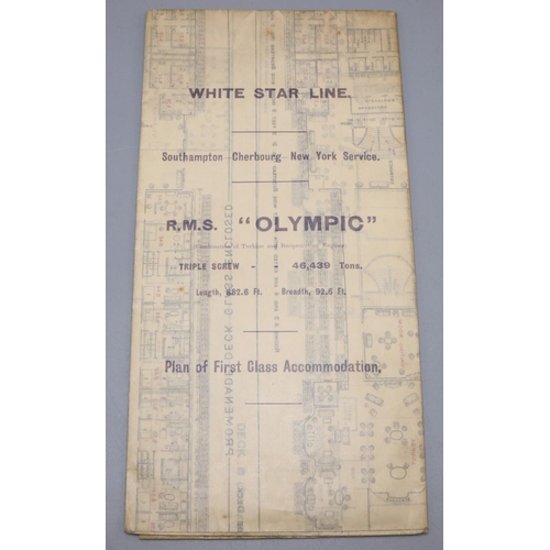 771B - 1920s Plan of First Class Accommodation for the White Star Line R.M.S. Olympic passenger ship, fold ... 