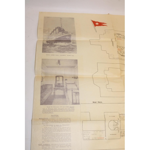 771B - 1920s Plan of First Class Accommodation for the White Star Line R.M.S. Olympic passenger ship, fold ... 