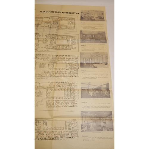 771B - 1920s Plan of First Class Accommodation for the White Star Line R.M.S. Olympic passenger ship, fold ... 