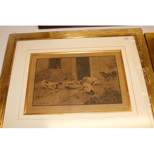 776 - After Stanley Berkley (1855-1909): 'Going, Going' and 'Gone', two pencil signed prints of dogs at pl... 