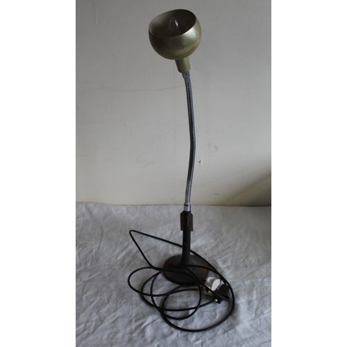 395 - Robert Welch for Lumitron Flexi-Lamp, black circular base with green shade, H72cm max A/F