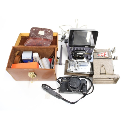 812 - Harmony 8mm Editor/Viewer in original box, Bolex Paillard case of accessories, Rolleiflex SL35 E cam... 