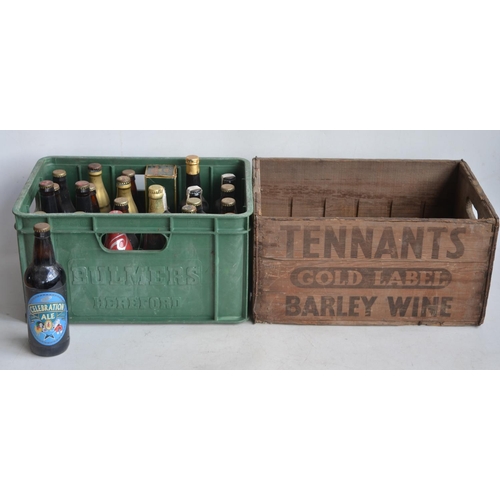 823 - Plastic Bulmers beer crate filled with unopened bottled beers and soft drinks (Budweiser 2006 World ... 