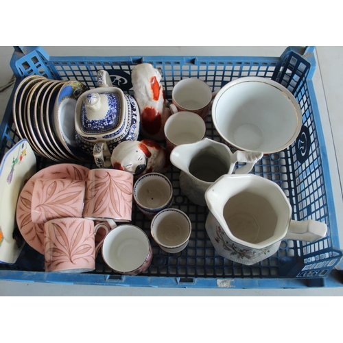 825 - Large Portmeirion Botanical Garden bowl, Wedgwood pink ground coffee service, Booths Lowestoft Borde... 