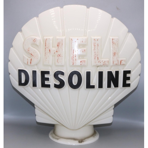 753 - Shell Diesoline glass petrol pump globe, H44cm