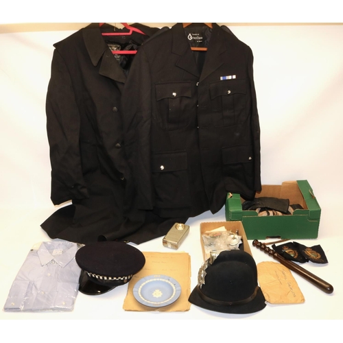 757 - Comprehensive men's police uniform and accessories for Merseyside and Wallasey Police c1970s, incl. ... 