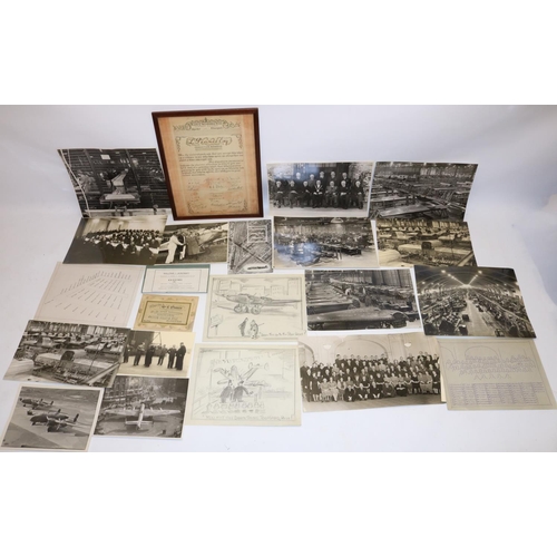 768 - RAF/WWII interest - collection of loose black and white photographs from the Rootes aircraft factory... 