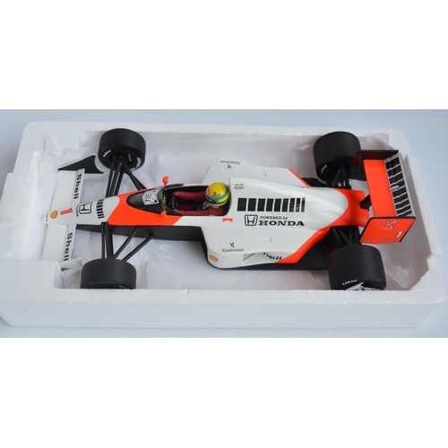 485 - Two boxed 1/18 scale diecast Formula 1 Ayrton Senna Collection car models by Minichamps (Paul's Mode... 