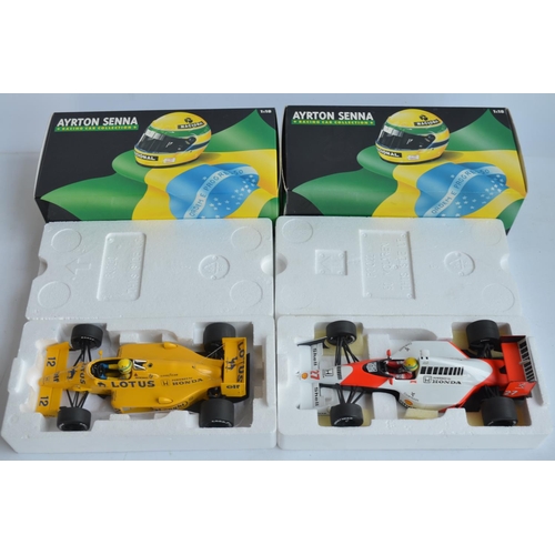 486 - Two boxed 1/18 scale diecast Formula 1 Ayrton Senna Collection car models by Minichamps (Paul's Mode... 