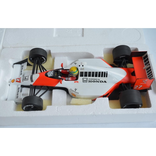 486 - Two boxed 1/18 scale diecast Formula 1 Ayrton Senna Collection car models by Minichamps (Paul's Mode... 