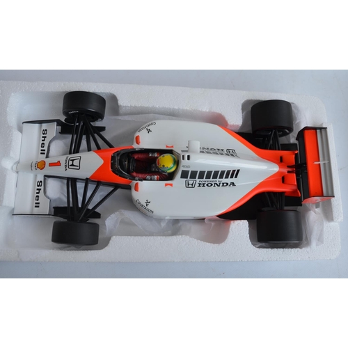 487 - Two boxed 1/18 scale diecast Formula 1 Ayrton Senna Collection car models by Minichamps (Paul's Mode... 