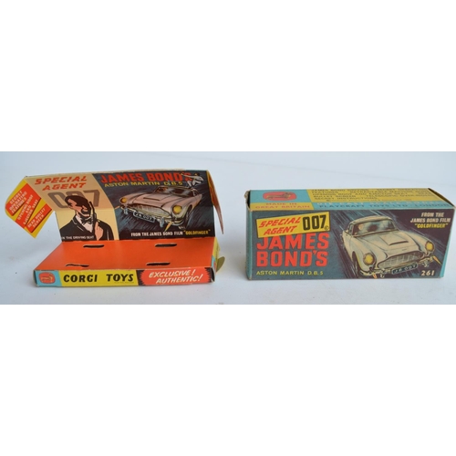 489 - Corgi James Bond gold painted Aston Martin DB5 (261) with original box, insert, spare ejecting figur... 