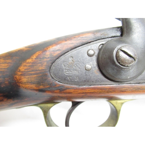 50 - 1859 Tower Victorian saddle carbine percussion rifle, with captive ramrod, brass trigger guard and b... 