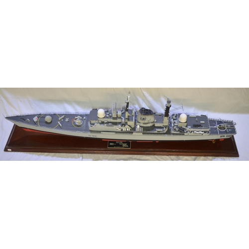 523 - Large well built cased 1/96 scale static model of the Royal Navy Type 42 Destroyer HMS York, mixed m... 