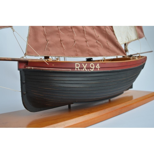 525 - Large static wooden model of The Hastings fishing lugger RX94, built from the vintage and discontinu... 