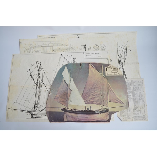 525 - Large static wooden model of The Hastings fishing lugger RX94, built from the vintage and discontinu... 