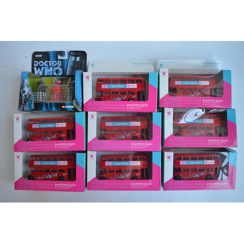 495 - Collection of diecast model cars, trucks, buses and commercial vehicles to include 1/43 scale diecas... 