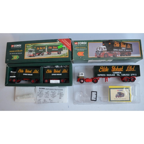 500 - Collection of diecast Eddie Stobart themed model vehicles in 1/50 and 1/43 scales from Corgi and Lle... 