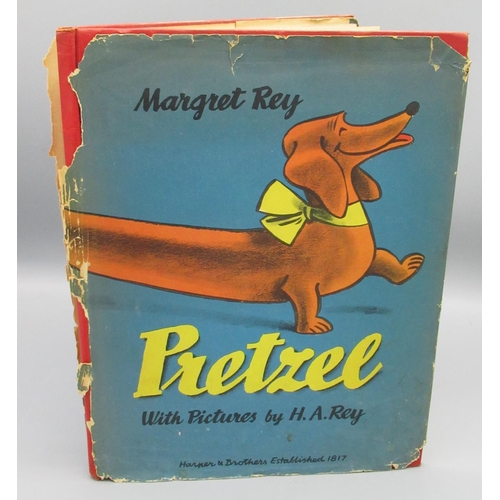 Rey (Margret) & (H.A.) - Pretzel, Harper & Brothers, 1944, inscribed to owner by Margret Rey, hardback w/dust jacket, a/f