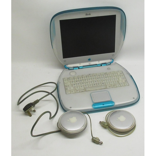 75 - Apple ibook laptop with 2 power adapters and 1 plug