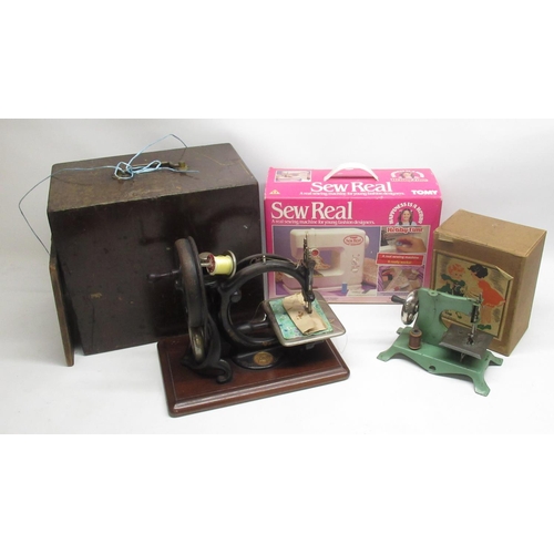 85 - Willcox & Gibbs vintage sewing machine, boxed TOMY Sew Real sewing machine and a early C20th childre... 