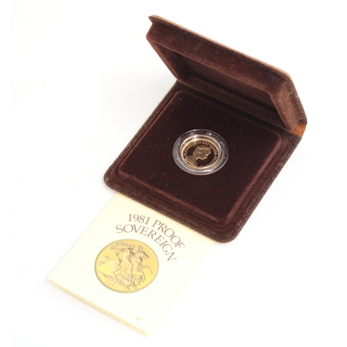 371 - 1981 UK gold proof sovereign, encapsulated in original box with cert.