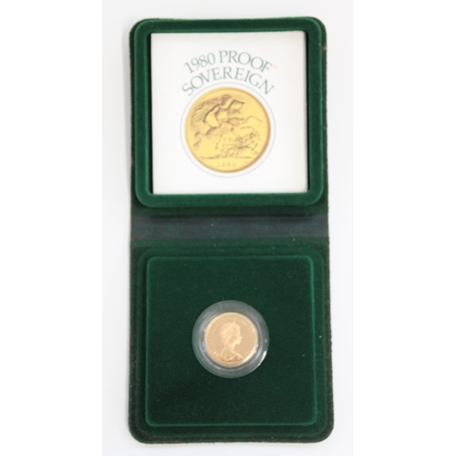 372 - 1980 UK gold proof sovereign, encapsulated in original box with cert.