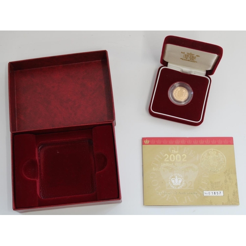 373 - 2002 UK gold proof half sovereign, encapsulated in original box with cert.