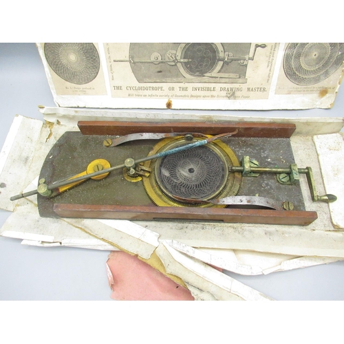 218 - Cycloidotrope or the Mechanical Drawing Master, mechanical lantern slide, a/f with original box a/f