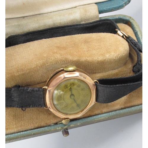 155 - Leda - ladies gold wristwatch, signed textured silvered Arabic dial with applied indices with subsid... 