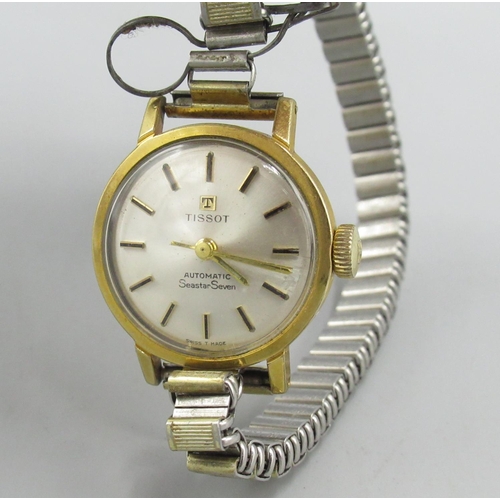 156 - Tissot Seastar Seven - ladies gold plated automatic wristwatch, signed silvered dial with applied ba... 