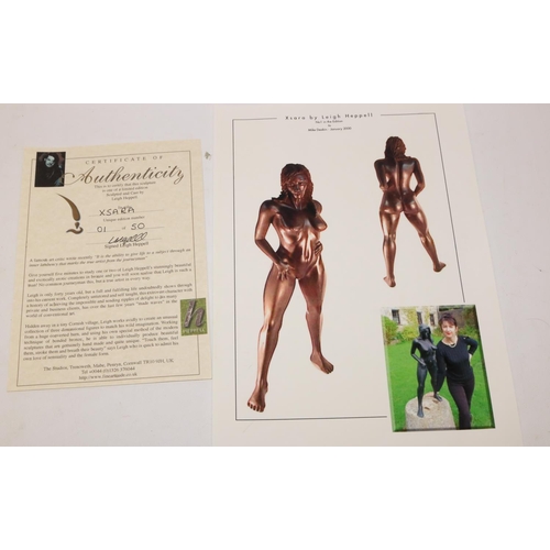 232 - Leigh Heppell - 'Xsara', bonded bronzed erotic sculpture, ltd. ed. 1/50, H80cm, with certificate of ... 