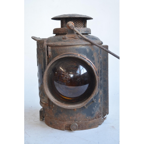 626 - Two vintage Adlake Non Sweating railway lamp, larger version with no internals, both in need of rest... 