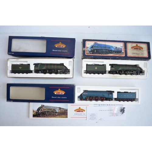 539 - Three OO gauge Bachmann electric Class A4 locomotive models to include 31-959 LNER garter blue 26 