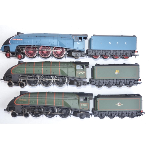 539 - Three OO gauge Bachmann electric Class A4 locomotive models to include 31-959 LNER garter blue 26 