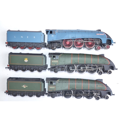 539 - Three OO gauge Bachmann electric Class A4 locomotive models to include 31-959 LNER garter blue 26 