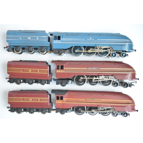 550 - Three Hornby OO gauge LMS Coronation Class electric train models to include R685 blue 6220 Coronatio... 