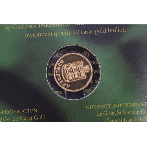 342 - Guernsey 2008 24ct gold 1 Double in Guernsey Mint card wallet, 3.3g