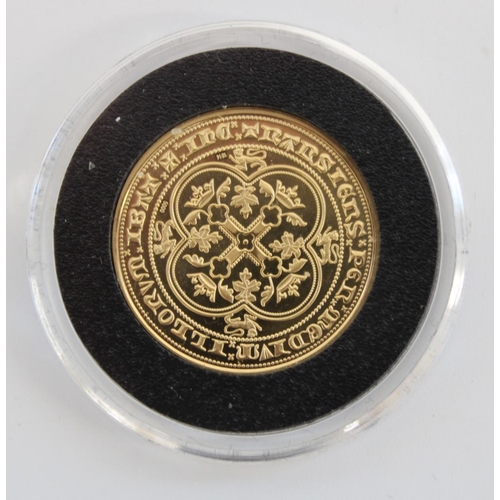 343 - London Mint 22ct gold proof Double Leopard restrike coin from the Millennium collection, encapsulate... 