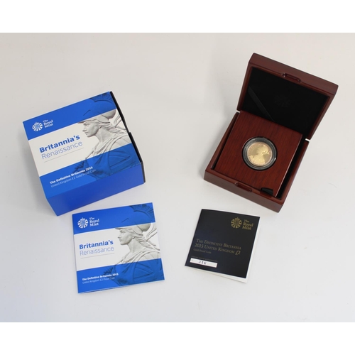 344 - Royal Mint 2015 Definitive Britannia gold £2, complete with original box and cert