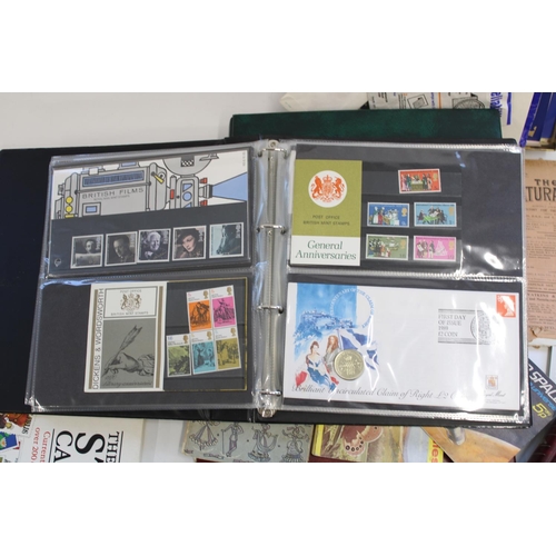 312 - Folders of FDCs and some Royal Mail Mint presentation packs, coin covers etc. together with theatre ... 