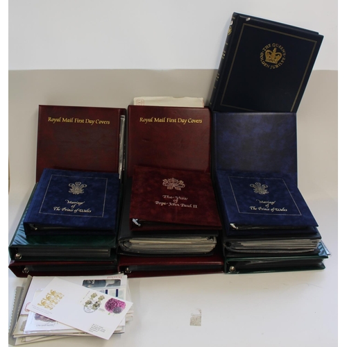 321 - Collection of 13 folders of FDCs with some mint presentation packs and loose Royal Mail stamp card s... 