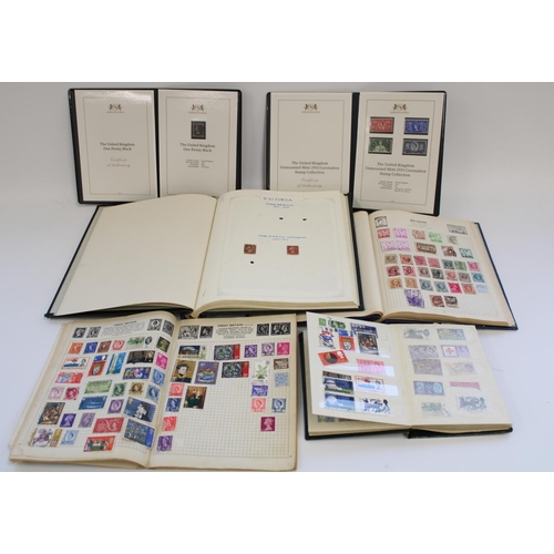 326 - Four GB and world stamp albums together with a Harrington and Byrne issue 1953 UNM 1953 Coronation s... 