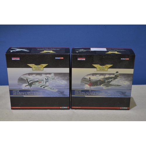 594 - 2 boxed 1/72 scale diecast Corgi North American P-51B Mustang razorback models, both limited edition... 