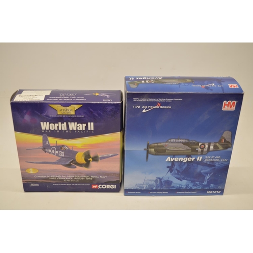 596 - 2 boxed 1/72 scale diecast aircraft models: A Hobbymaster Grumman Avenger II, Donibristle, 1944 with... 