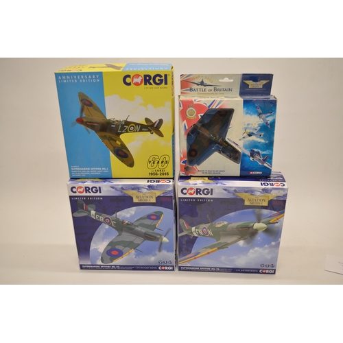 597 - 4 boxed 1/72 scale diecast Corgi Supermarine Spitfire models (3 limited edition): AA31934C, 147/1000... 