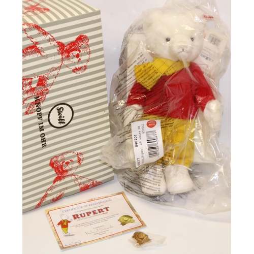 Steiff/Danbury Mint: Rupert the Bear, 690877, Centenary Edition, H29cm, with pin badge, box and certificate, in sealed bag