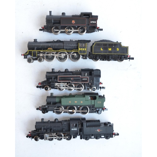 576 - Five N gauge electric steam locomotive models to include Trix, Grafar and Peco. Condition varies fro... 