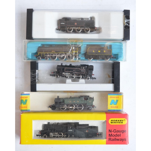 576 - Five N gauge electric steam locomotive models to include Trix, Grafar and Peco. Condition varies fro... 